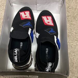 Karl Lagerfeld Black Sneakers with Red and Blue Accents